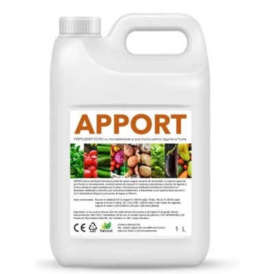 Ingrasamant foliar si radicular lichid, cu microelemente si acizi humici pentru legume si fructe, Apport, 1L