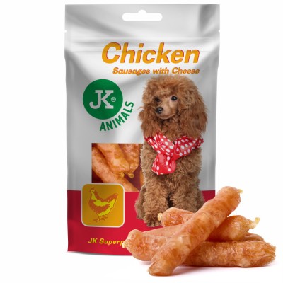 Carnati cu carne de pui si branza, JK animals, 80gr Carnati cu carne de pui si branza, JK animals, 80gr
